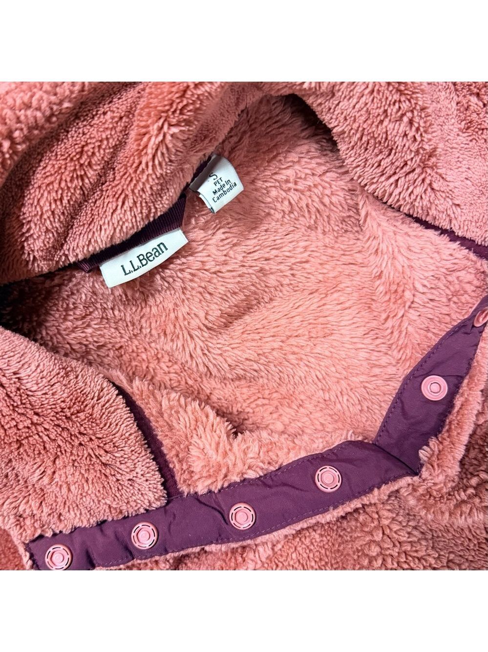 L.L.Bean Hi-Pile Fleece Pullover Women’s Size Small in Canyon Rose/Deep Port - Picture 3 of 5